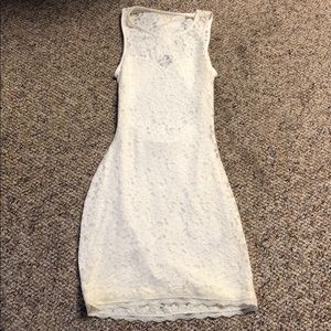 Express White Lace keyhole back Dress